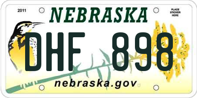 NE license plate DHF898