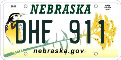 NE license plate DHF911