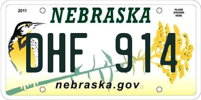 NE license plate DHF914
