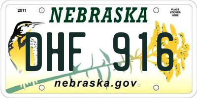 NE license plate DHF916