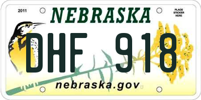 NE license plate DHF918