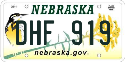 NE license plate DHF919