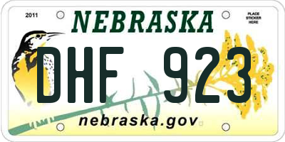 NE license plate DHF923