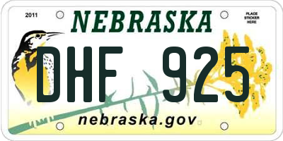 NE license plate DHF925