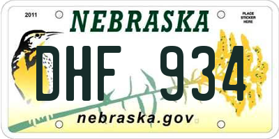 NE license plate DHF934