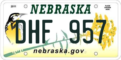 NE license plate DHF957