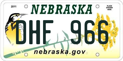 NE license plate DHF966