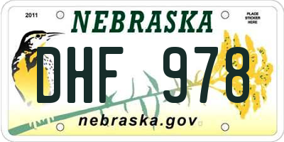 NE license plate DHF978