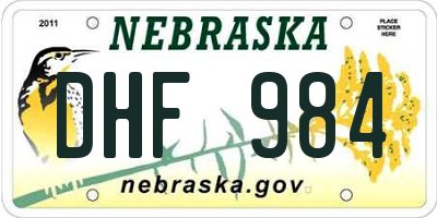 NE license plate DHF984