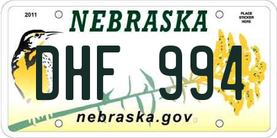 NE license plate DHF994