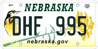 NE license plate DHF995