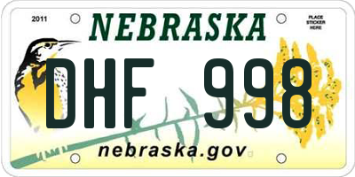 NE license plate DHF998