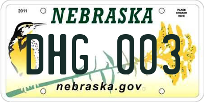 NE license plate DHG003