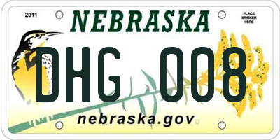NE license plate DHG008