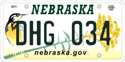 NE license plate DHG034