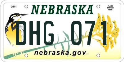 NE license plate DHG071