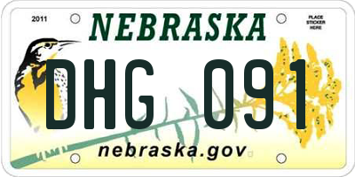 NE license plate DHG091