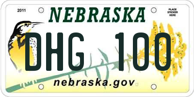 NE license plate DHG100