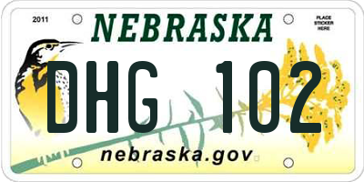 NE license plate DHG102