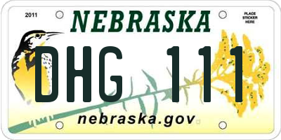 NE license plate DHG111