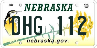 NE license plate DHG112