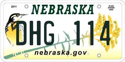 NE license plate DHG114