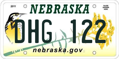 NE license plate DHG122