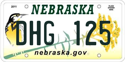 NE license plate DHG125