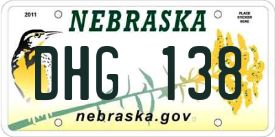 NE license plate DHG138