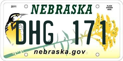 NE license plate DHG171