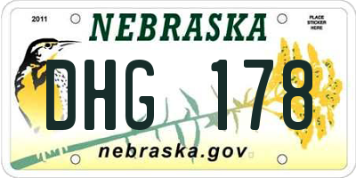 NE license plate DHG178