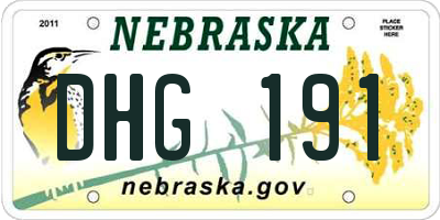 NE license plate DHG191