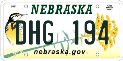 NE license plate DHG194