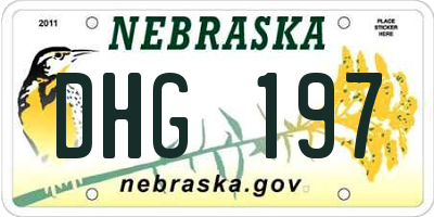 NE license plate DHG197
