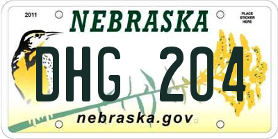NE license plate DHG204