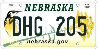 NE license plate DHG205