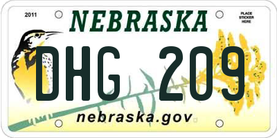 NE license plate DHG209