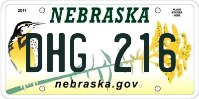 NE license plate DHG216