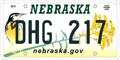 NE license plate DHG217