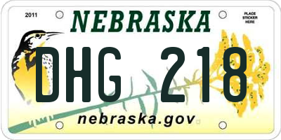 NE license plate DHG218