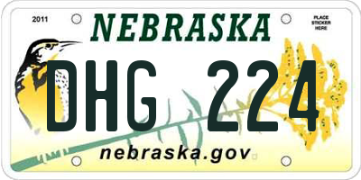 NE license plate DHG224