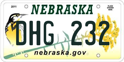 NE license plate DHG232