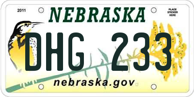 NE license plate DHG233