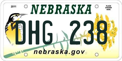 NE license plate DHG238