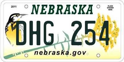 NE license plate DHG254
