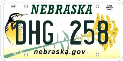NE license plate DHG258
