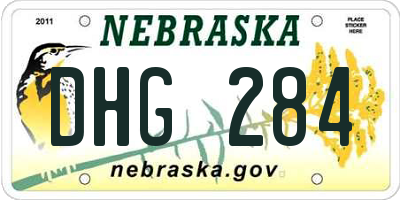 NE license plate DHG284