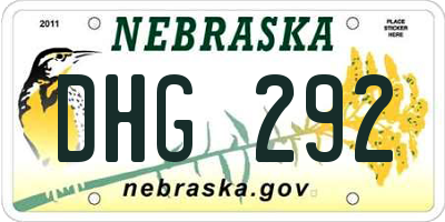 NE license plate DHG292