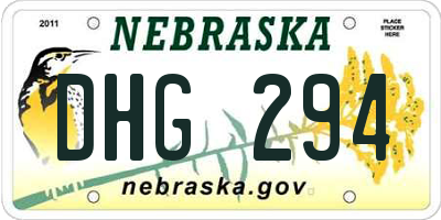 NE license plate DHG294