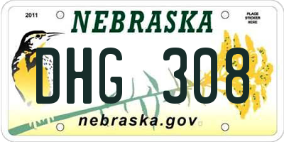 NE license plate DHG308
